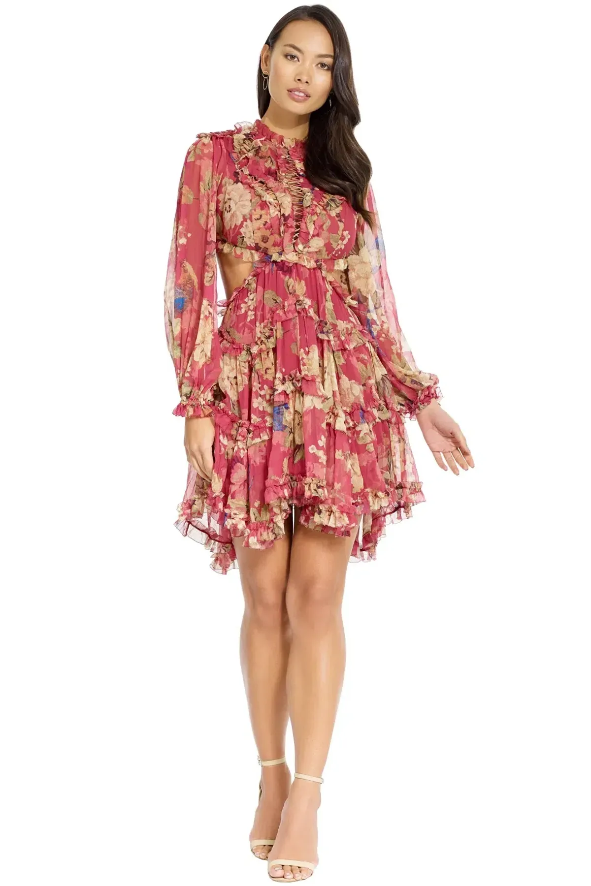 Zimmermann Melody Lace Up Mini Dress Print Size 8 for rent on The Volte - main image