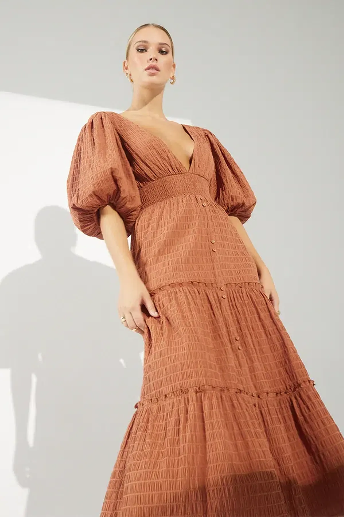 Sovere Reason Midi Dress in Cinnamon Brown Size 12 - Image 3