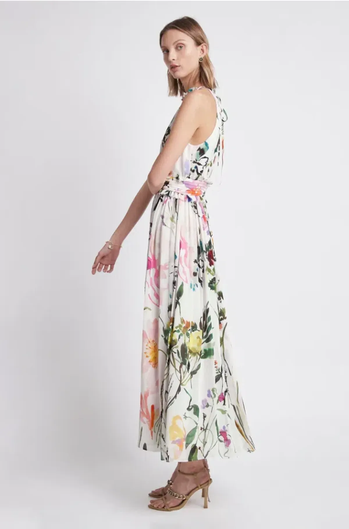 Aje Introspect High Neck Midi Dress Print Size 10 - Image 2