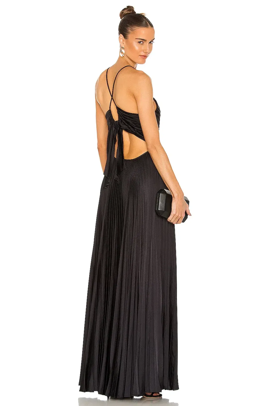 A.L.C. Aries Satin Pleated Dress Black 8 for rent on The Volte - main image
