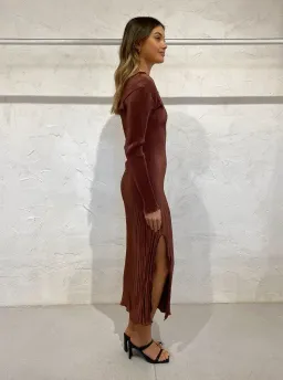 L'Idee Soiree One Shoulder L/S Dress Brown Size 6 for rent on The Volte - image 6
