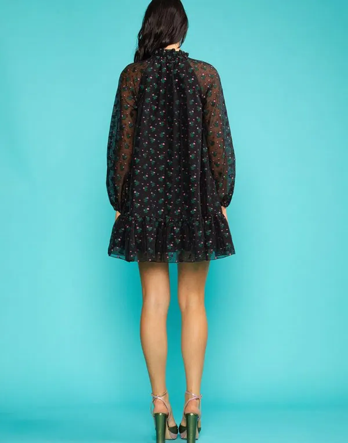 Cynthia Rowley Florence Flounce Mini Dress Black Size 12 - Image 3