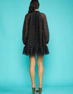 Cynthia Rowley Florence Flounce Mini Dress Black Size 12 for rent on The Volte - image 3