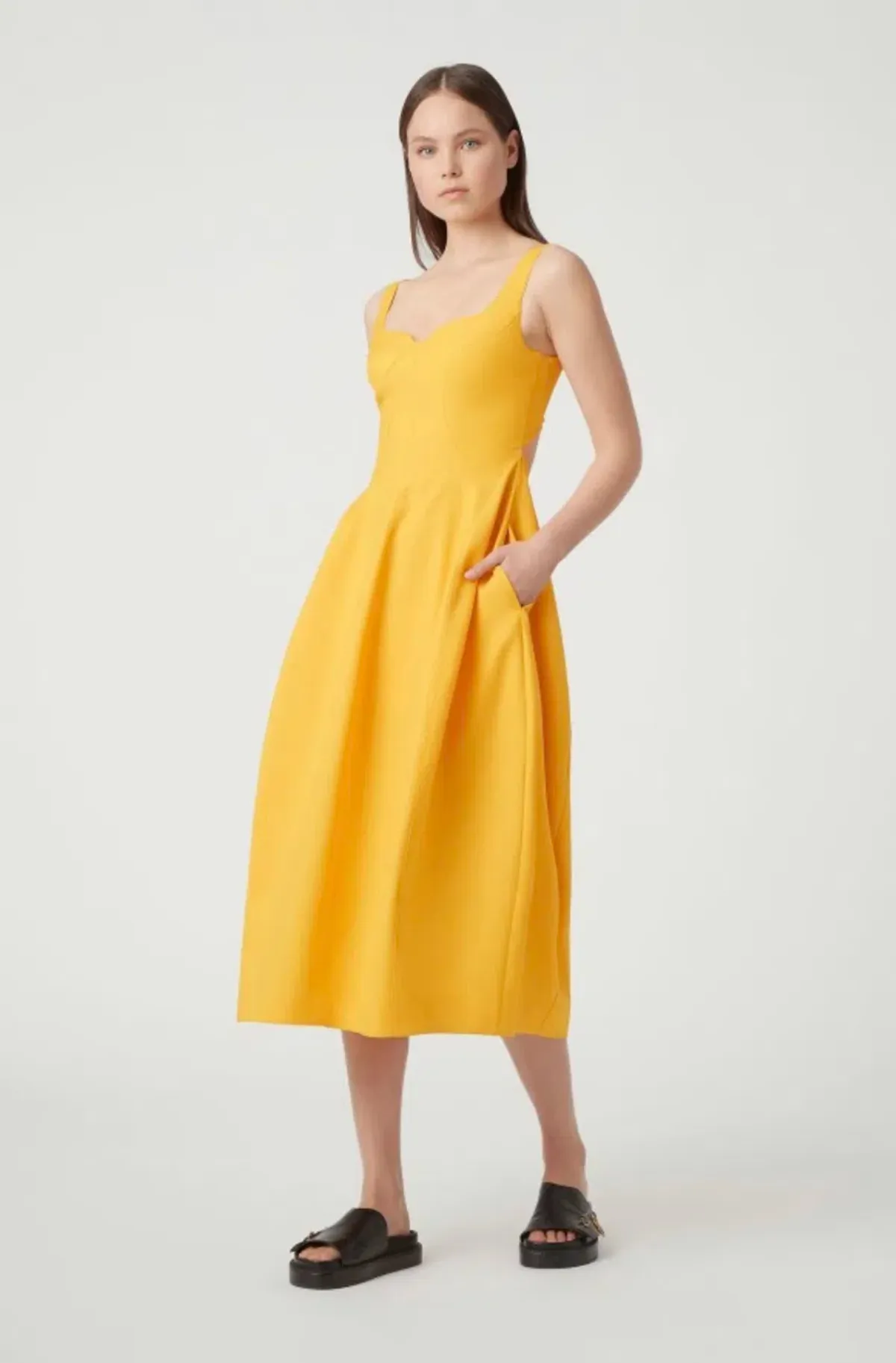 Camilla and Marc Callie Open Back Midi Dress Yellow Size 6 - Image 1