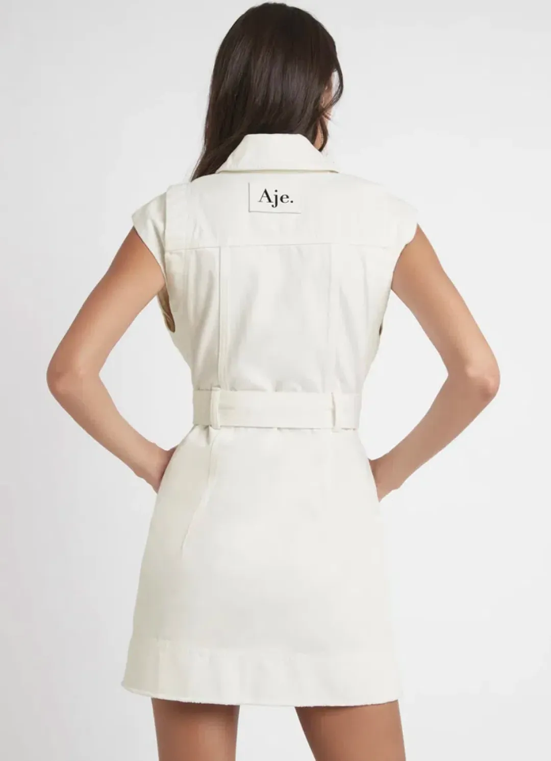 Aje Syros Denim Vest Dress White Size 8 for rent on The Volte - main image