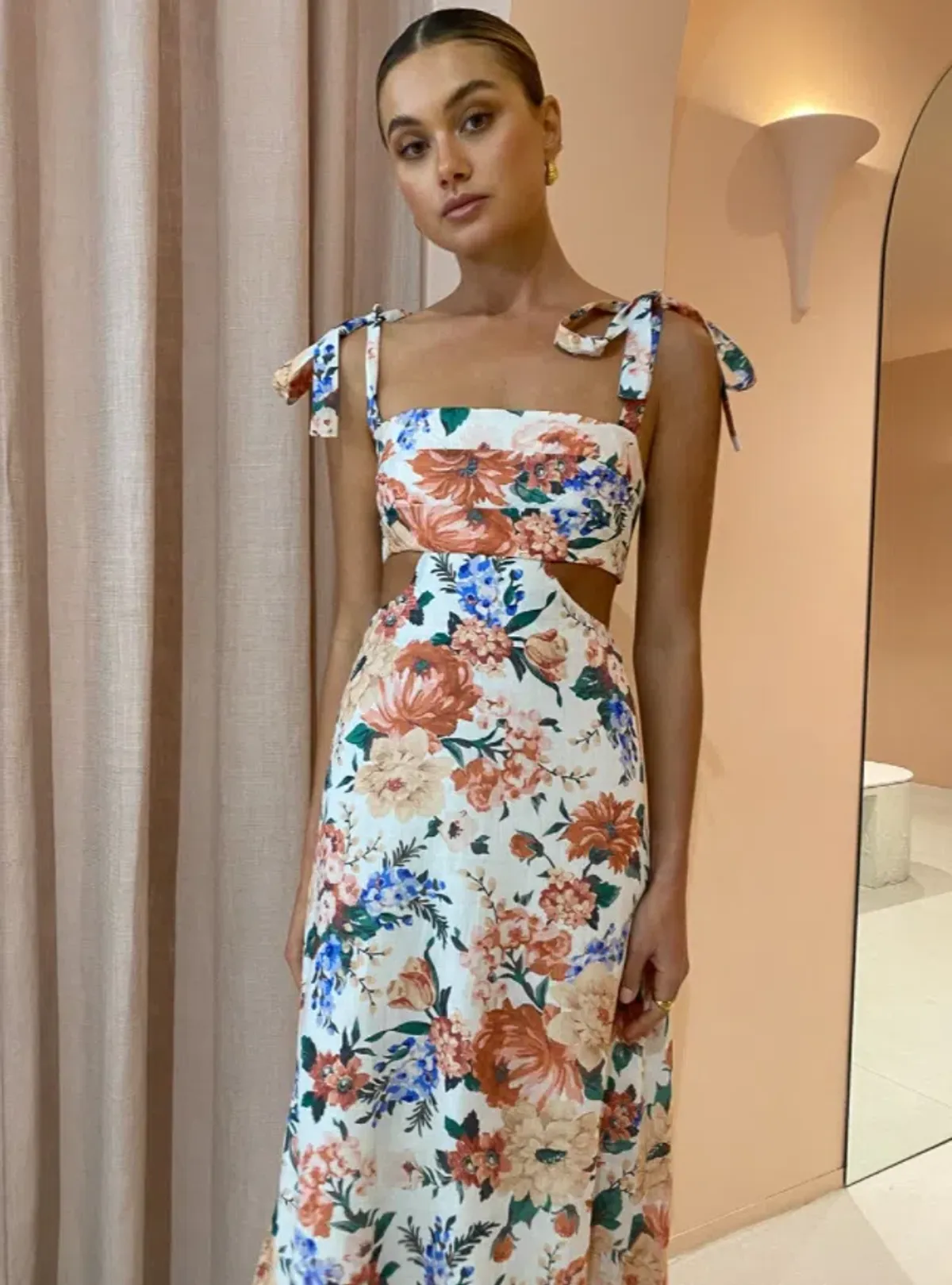 Sofia The Label Mimi Cut Out Midi Dress Botanical Size 10 - Image 2