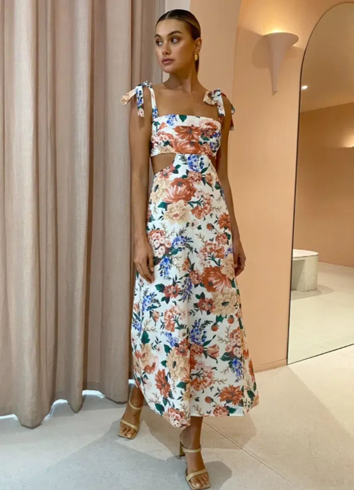 Sofia The Label Mimi Cut Out Midi Dress Botanical Size 10 - Image 3