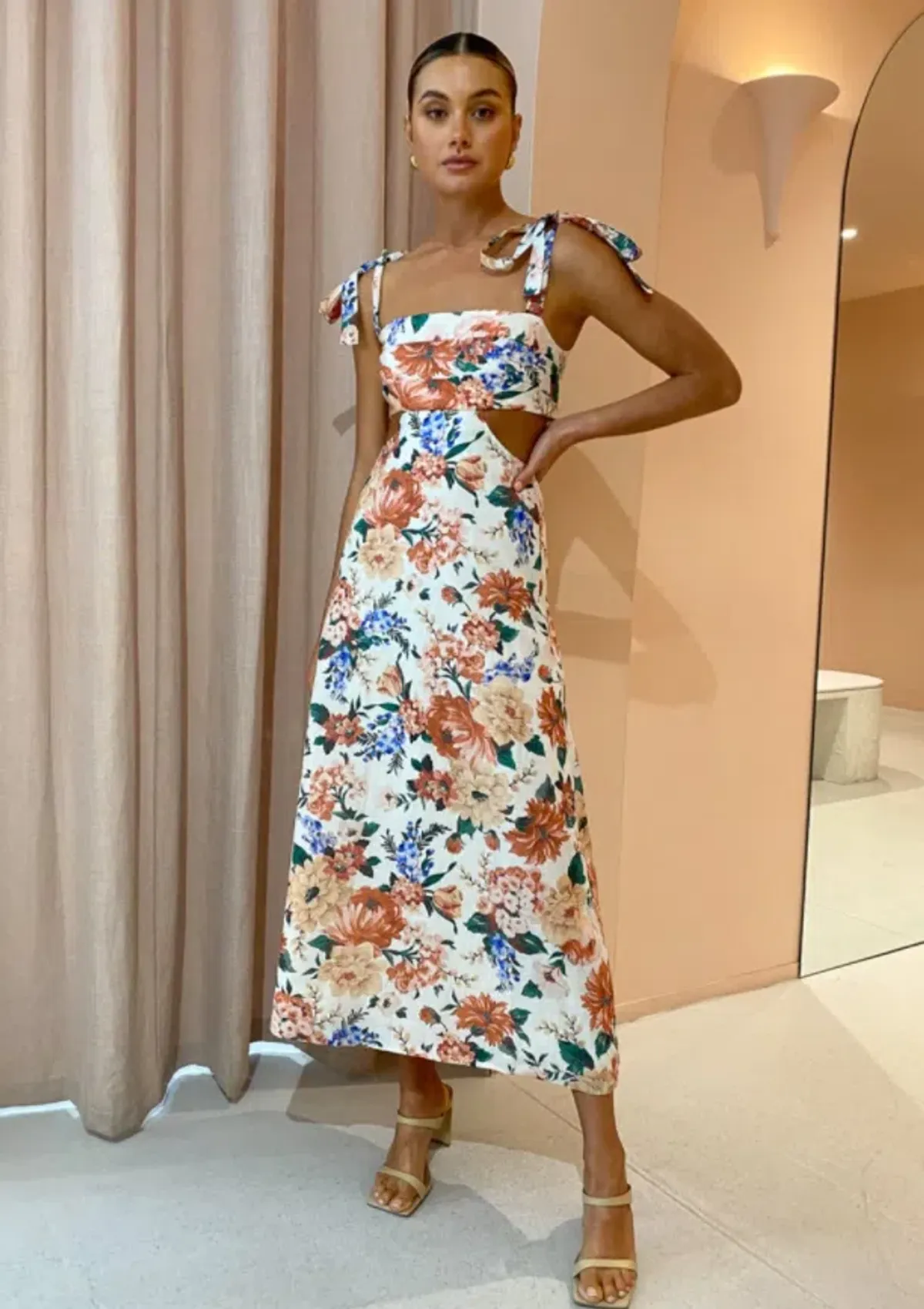 Sofia The Label Mimi Cut Out Midi Dress Botanical Size 10 - Image 1