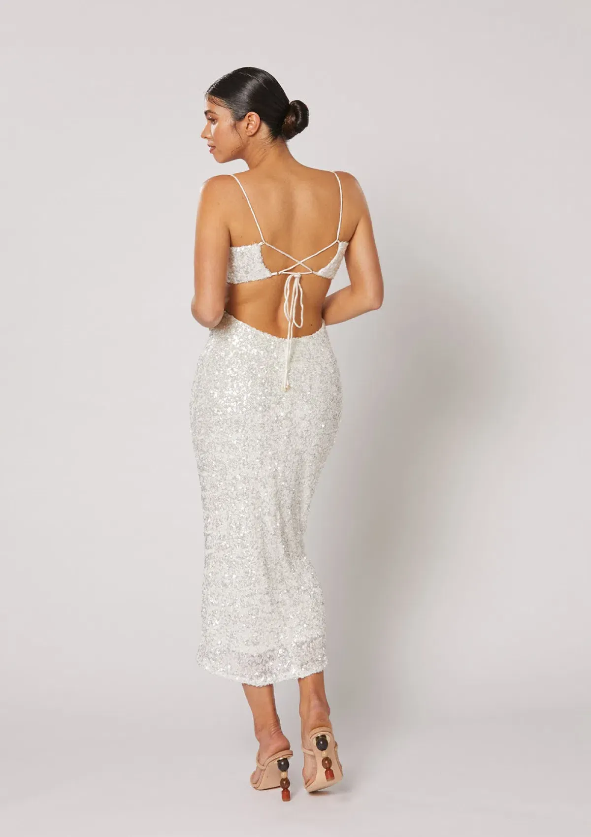 Winona Asha Ring Dress White Sequin Size 10 - Image 2