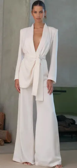 MISHA Liam Blazer Set Ivory Size 8/S for rent on The Volte - image 1