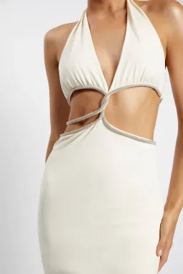 Meshki Nicha Diamante Cut Out Midi Dress White Size XS for rent on The Volte - image 2