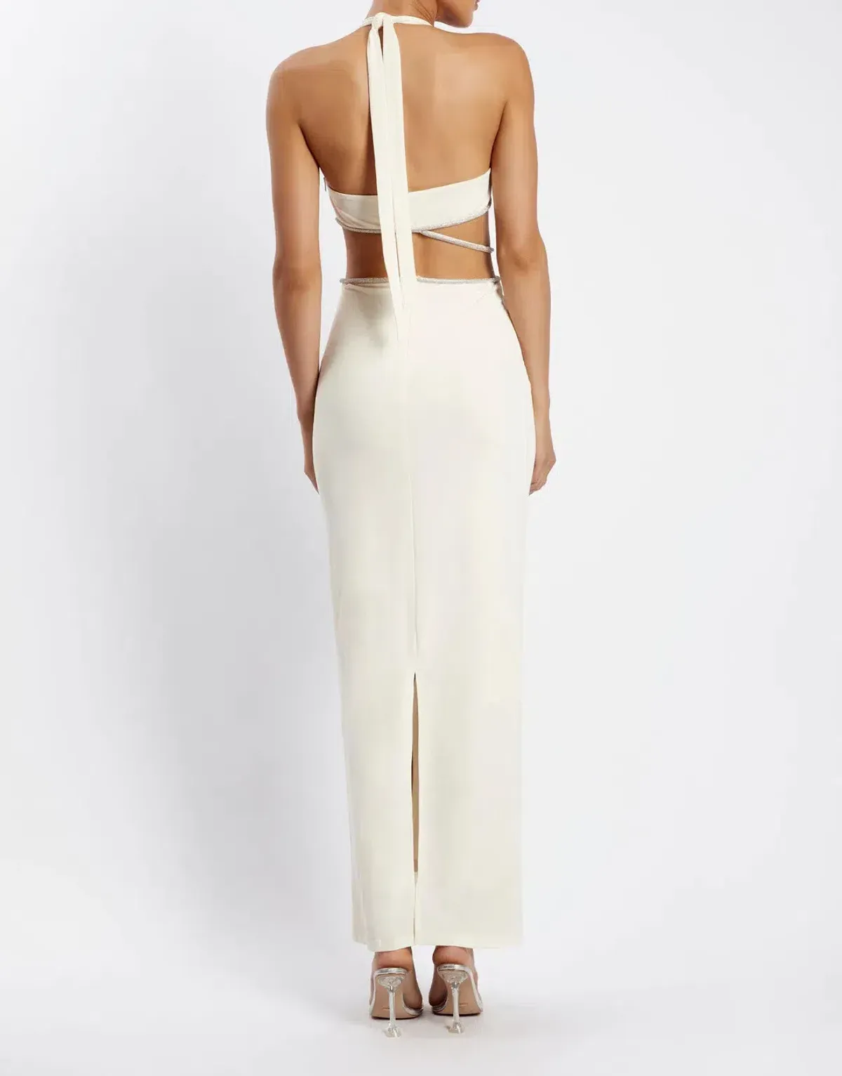 Meshki Nicha Diamante Cut Out Midi Dress White Size XS - Image 3