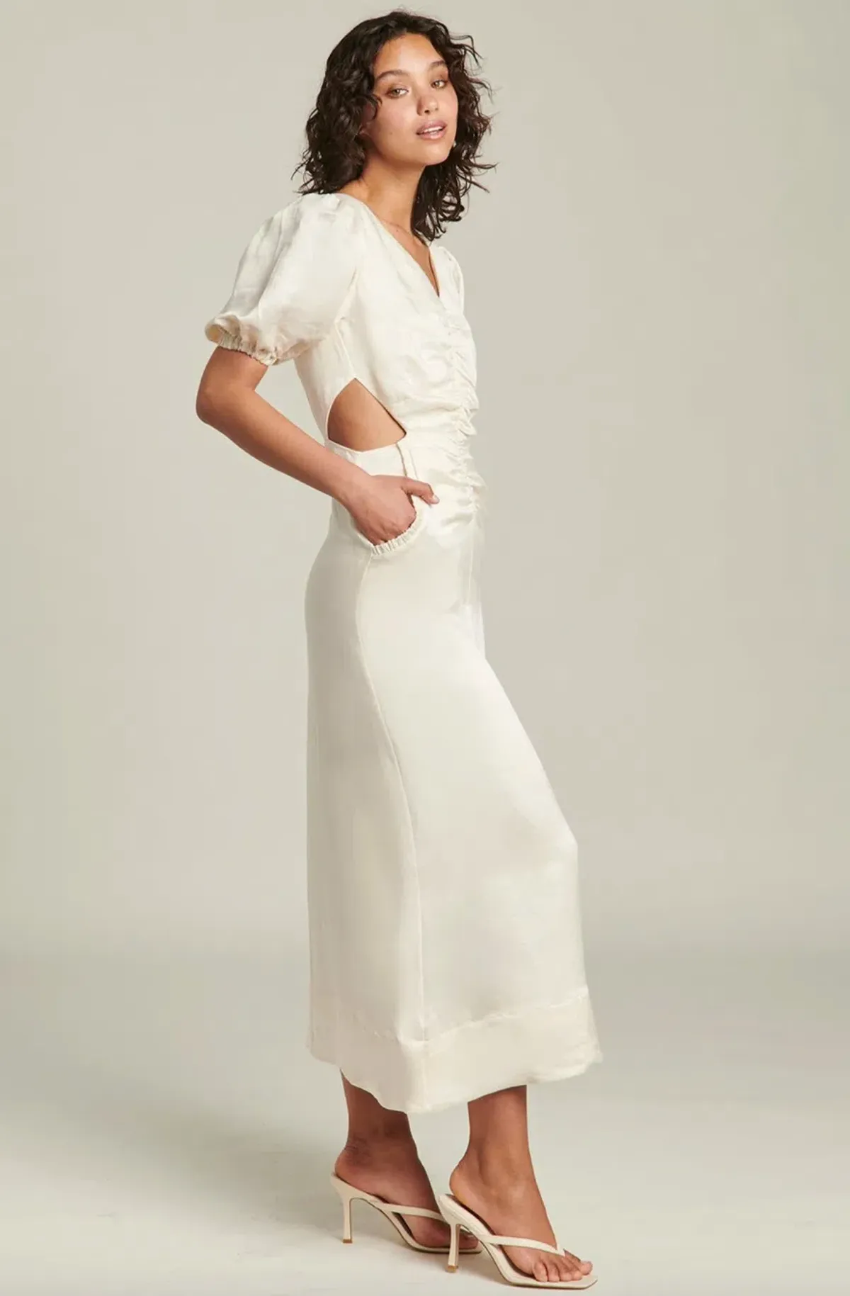 Ginia Indienne Silk Linen Midi Dress White Size 10 - Image 2