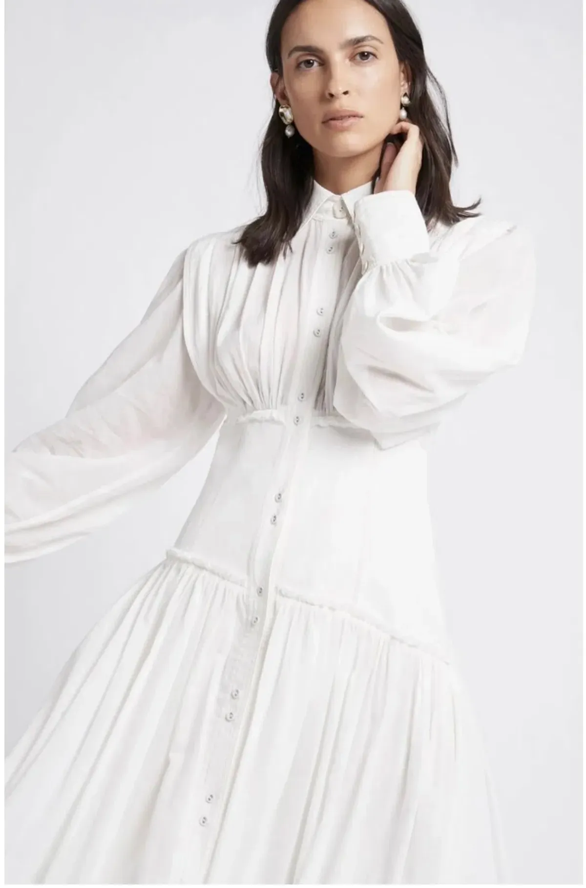 Aje Utopia Long Sleeve Dress White Size 6 - Image 4