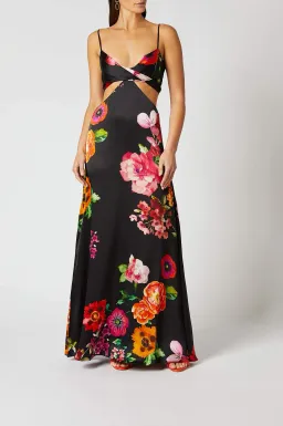 Scanlan Theodore Silk Floral Print Dress Black Size 6 for rent on The Volte - image 1