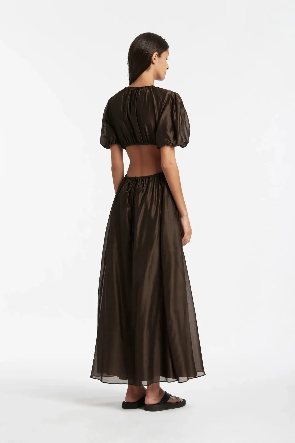 Sir The Label Anje Puff Sleeve Gown In Chocolate Size AU 10 - Image 3