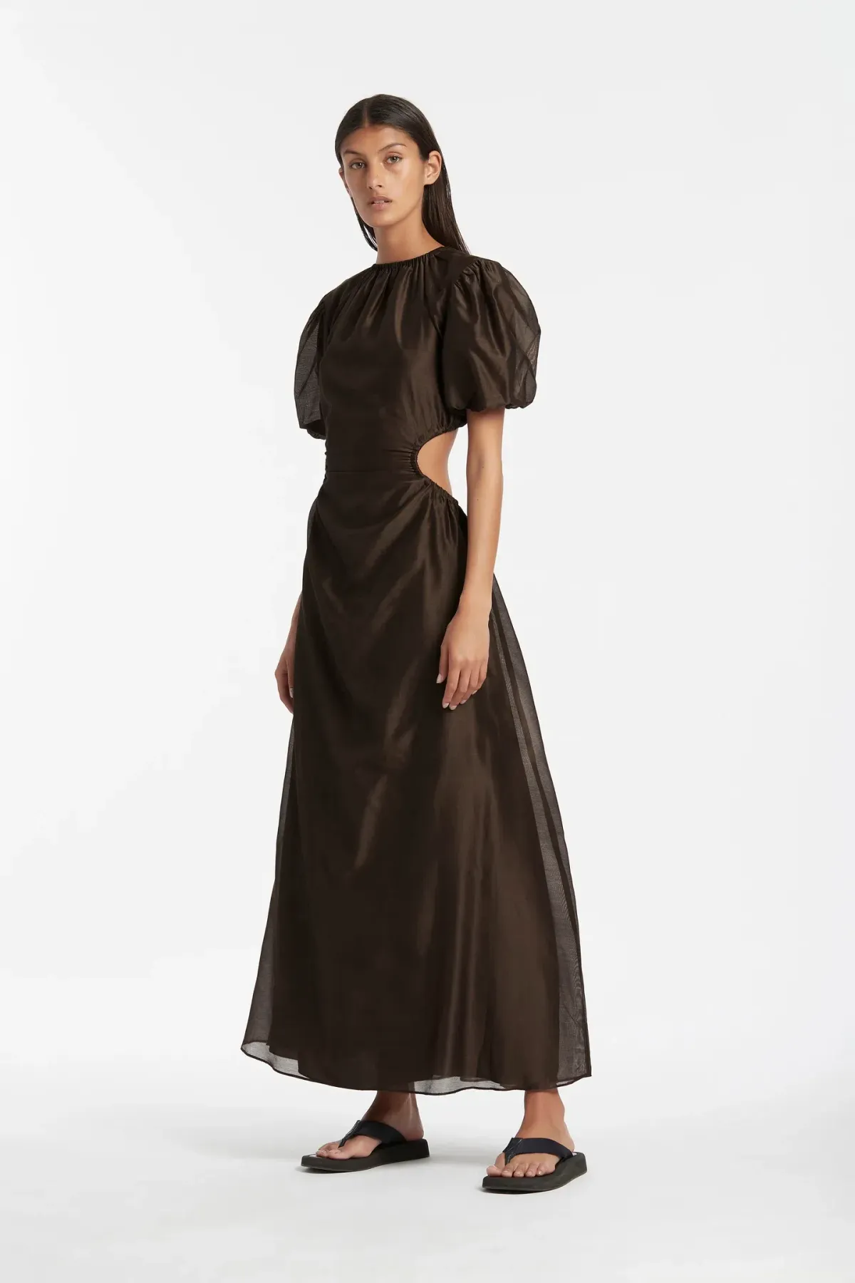 Sir The Label Anje Puff Sleeve Gown In Chocolate Size AU 10 - Image 4