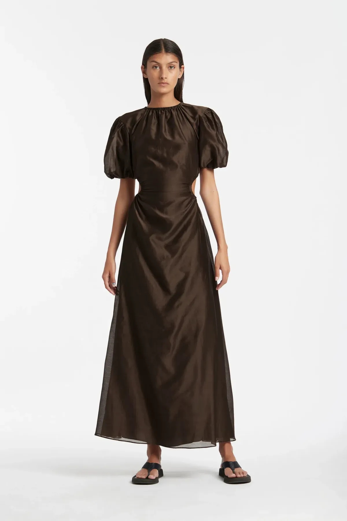 Sir The Label Anje Puff Sleeve Gown In Chocolate Size AU 10 - Image 1