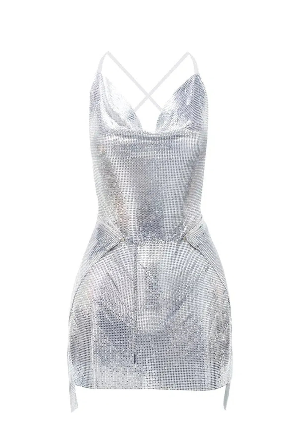 Poster Girl Adrianne Mini Dress Silver Size 8 - Image 4