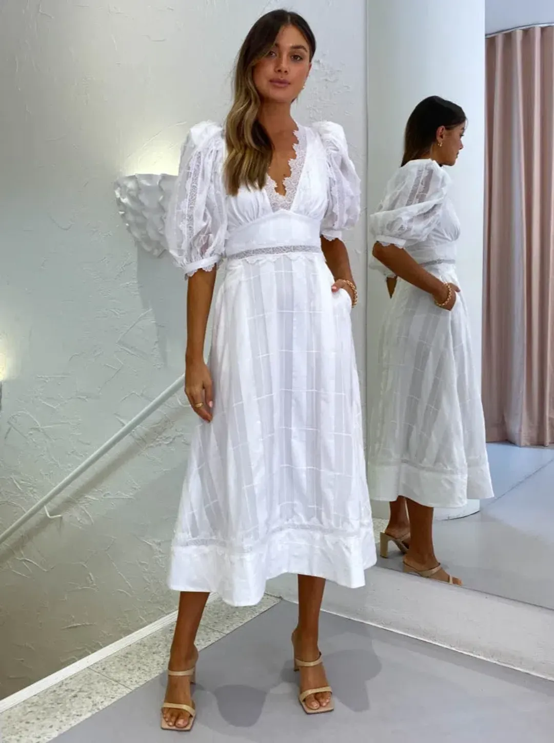 Acler Grampian Dress White Size 10 for rent on The Volte - main image