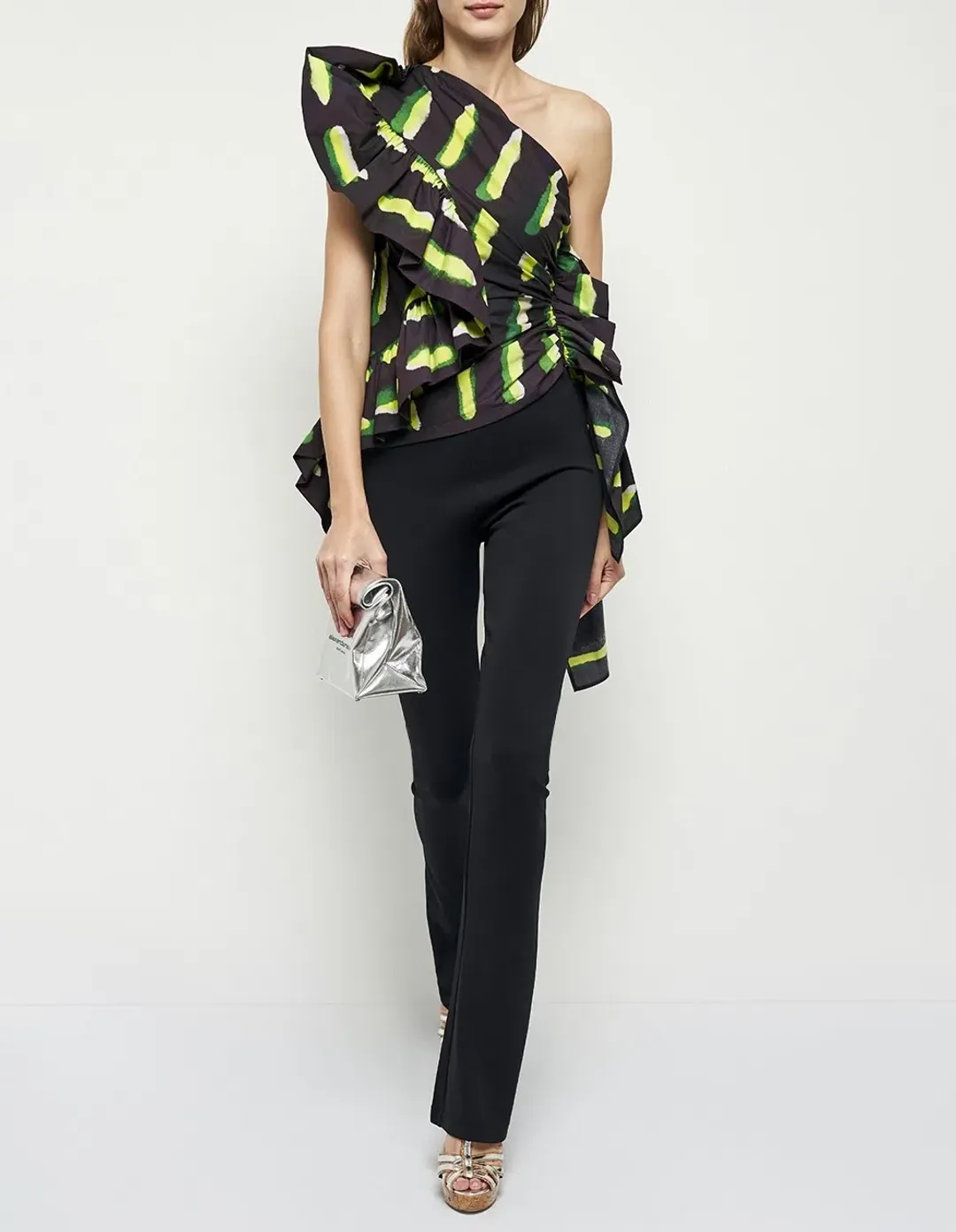 Dries Van Noten Voluminous One Shoulder Top Print Size 10 for rent on The Volte - main image