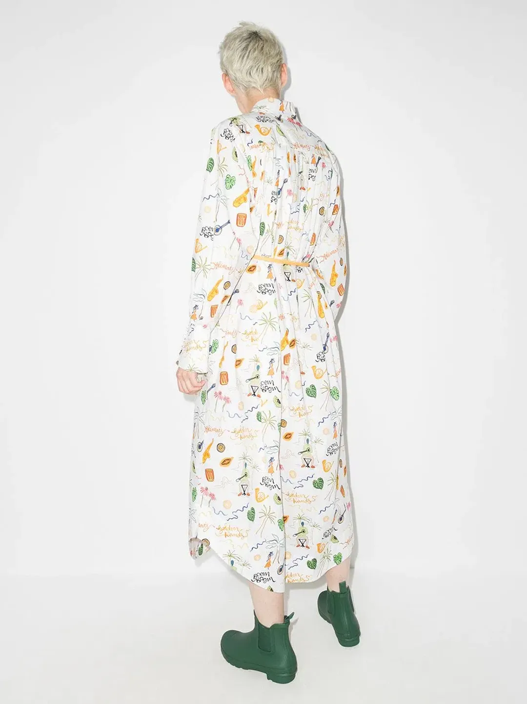 Alemais x Sam Pauletto Golden Hand Midi Shirt Dress Print Size 10 for rent on The Volte - main image
