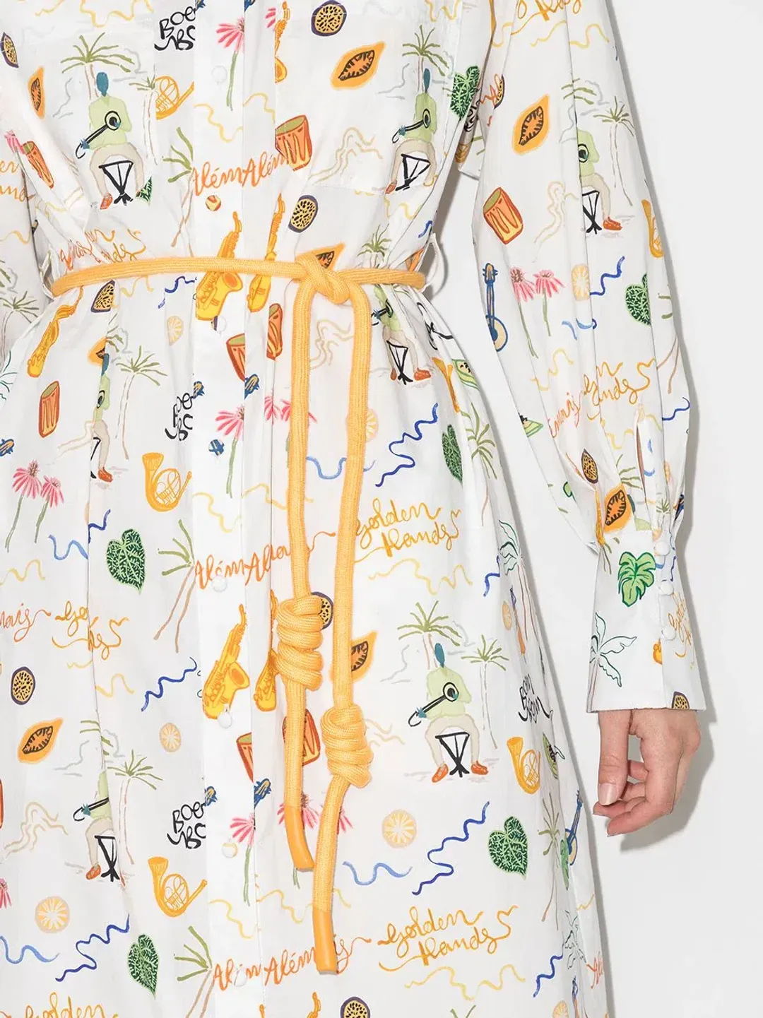 Alemais x Sam Pauletto Golden Hand Midi Shirt Dress Print Size 10 for rent on The Volte - main image