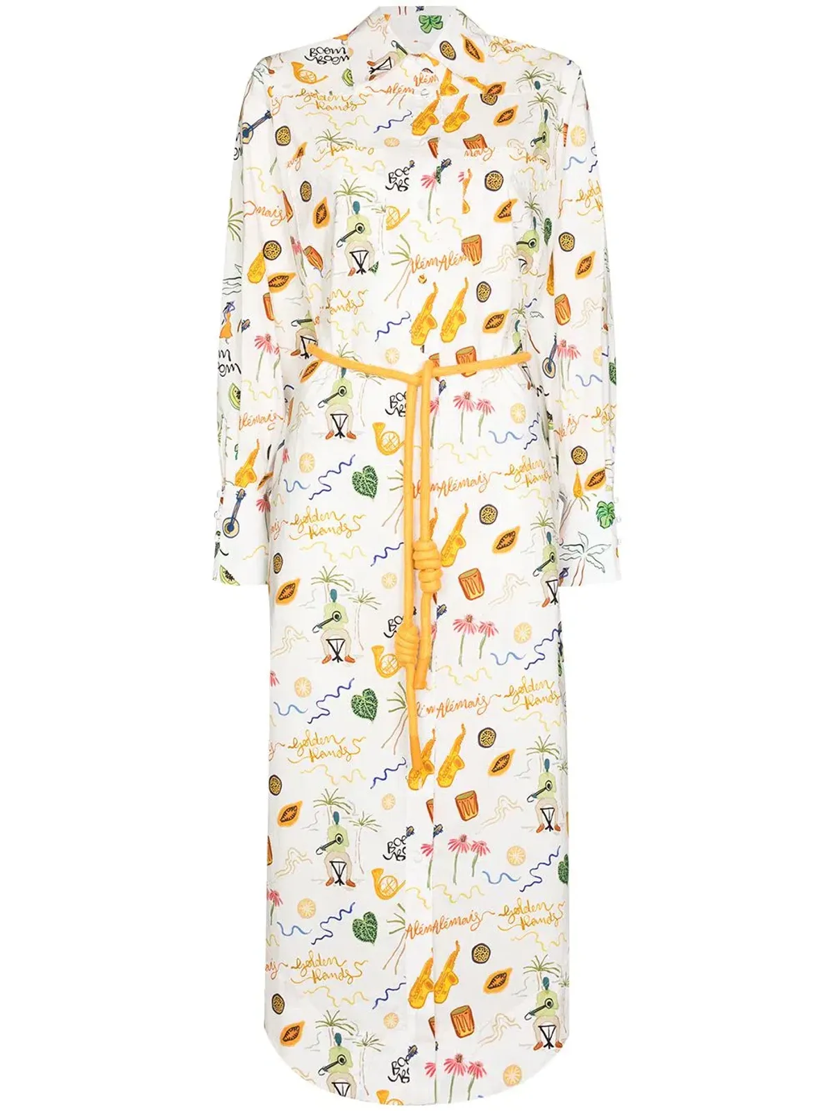 Alemais x Sam Pauletto Golden Hand Midi Shirt Dress Print Size 10 - Image 7