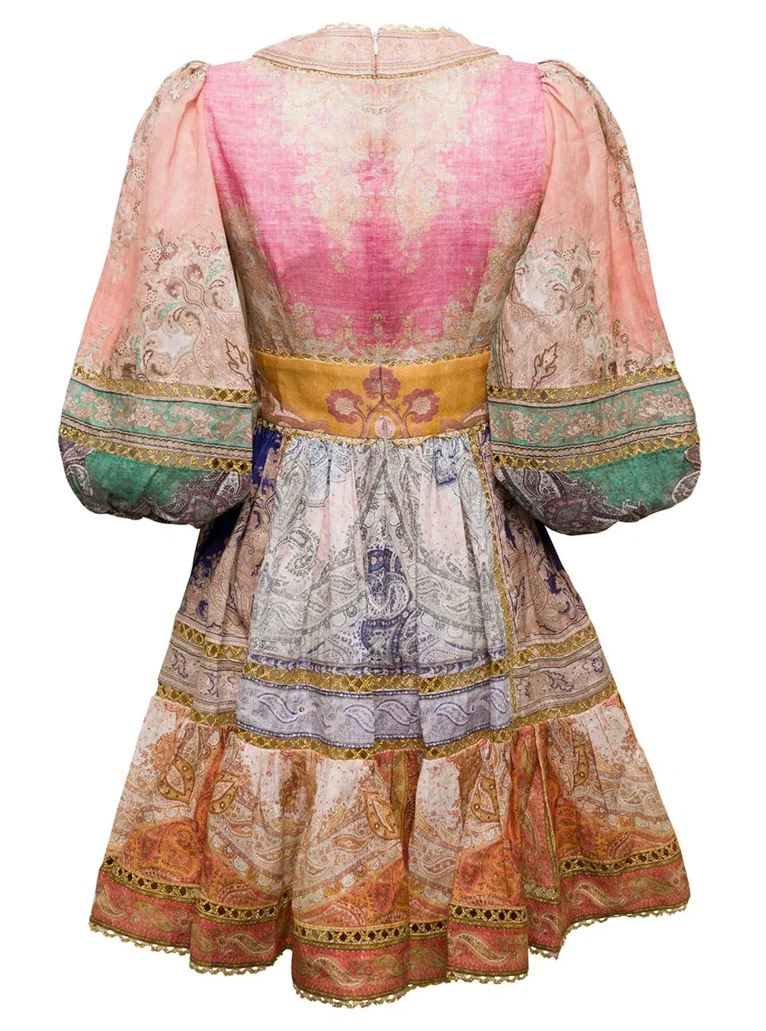 Zimmermann Anneke Lantern Mini Dress Spliced Size 0P / Au 6 for rent on The Volte - main image