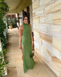 Oseree Lumiere Turtleneck Dress Green Size S for rent on The Volte - image 4