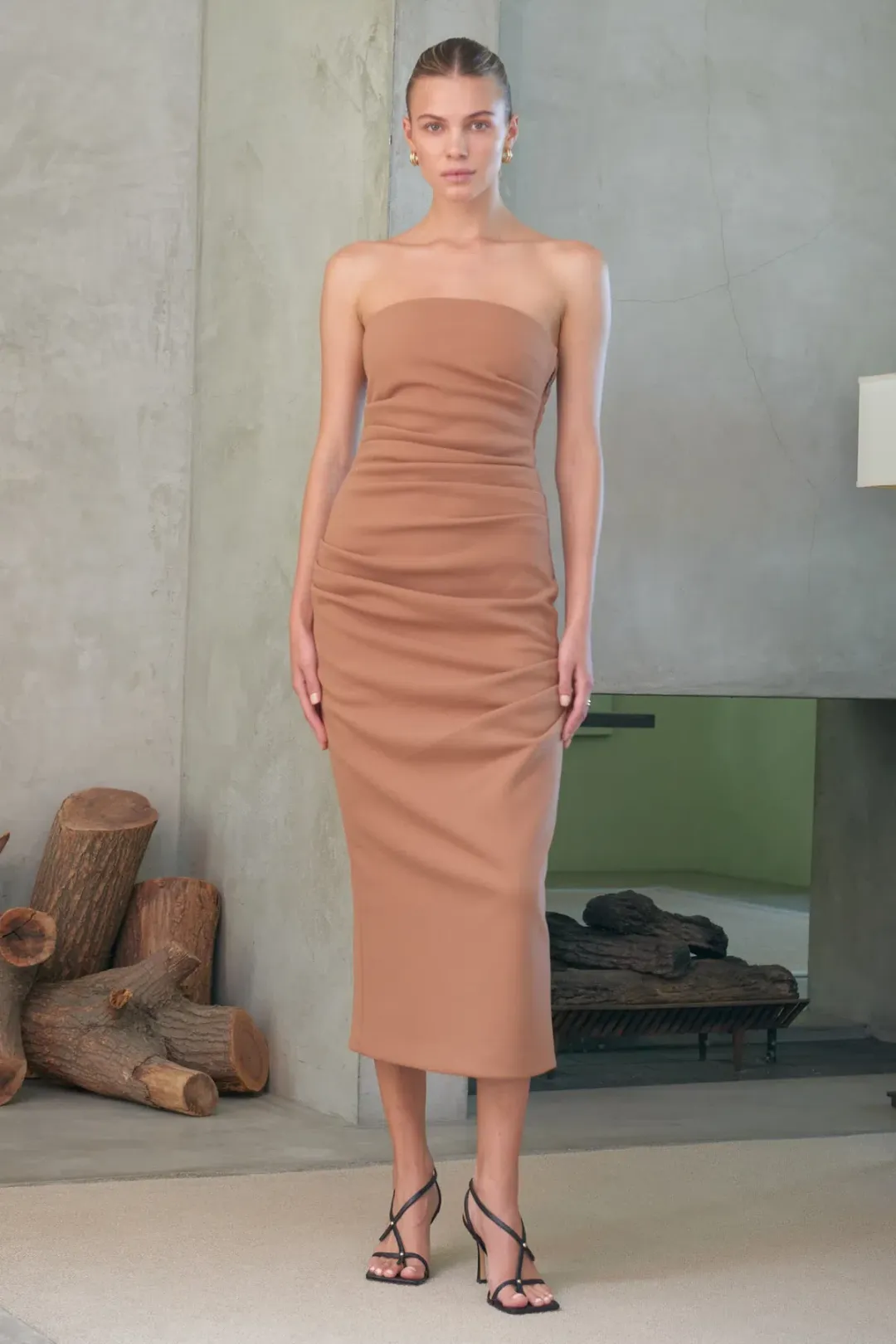 Misha Calandra Midi Dress Brown Size 8 for rent on The Volte - main image
