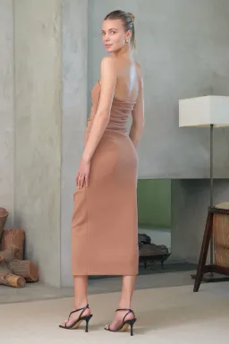 Misha Calandra Midi Dress Brown Size 8 for rent on The Volte - image 2