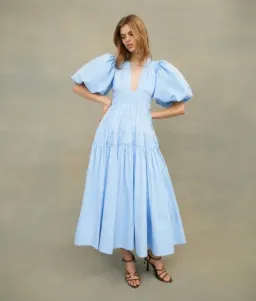 Aje Fallingwater Gathered Midi Dress Blue Size 10 for rent on The Volte - image 3