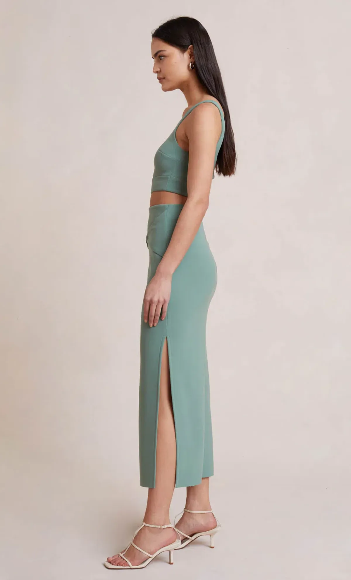 Bec and Bridge Ivy Crop and Skirt Set Green Size 8 - Image 3