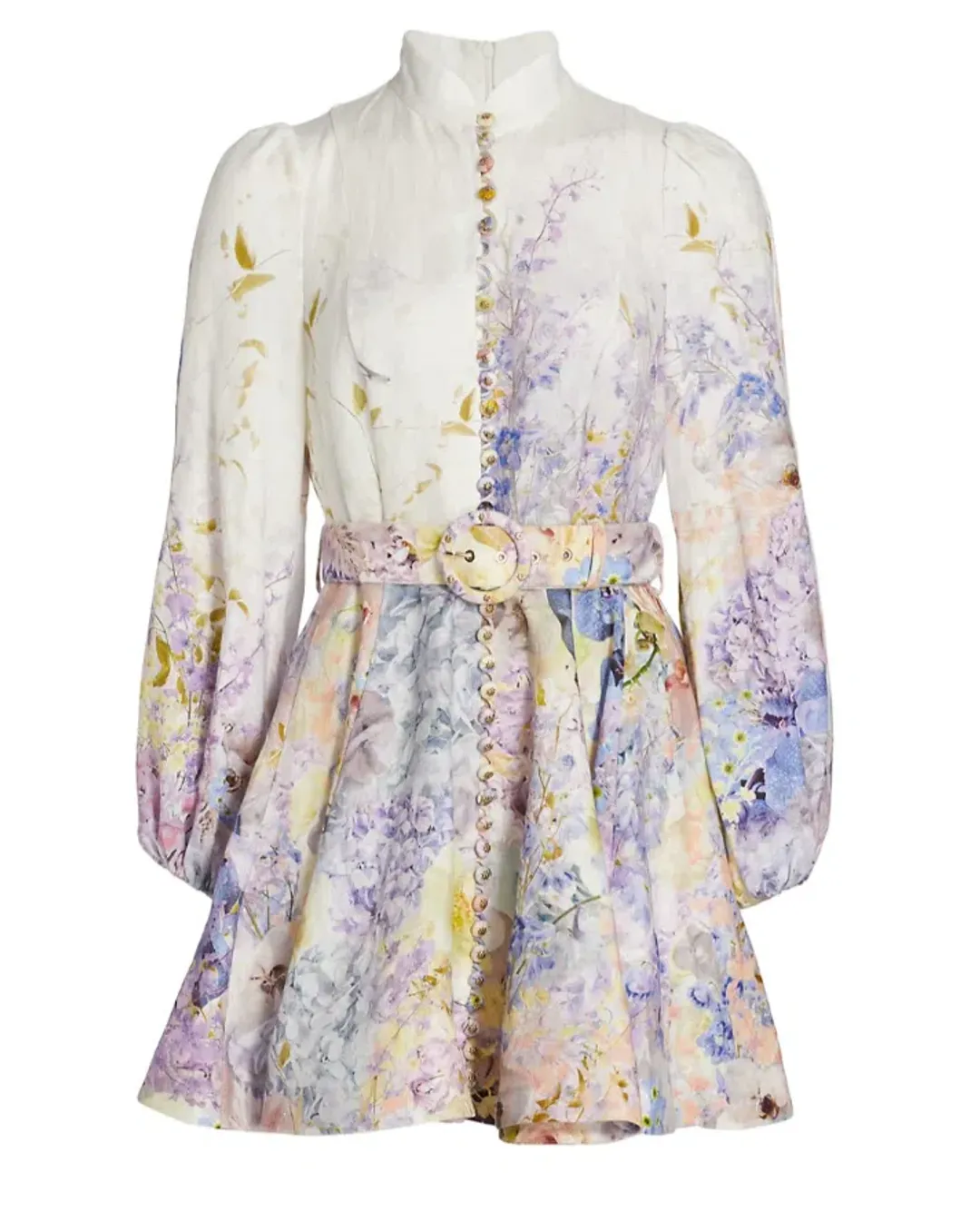 Zimmermann Rhythmic Buttoned Mini Dress Print Size 1 / Au 10 for rent on The Volte - main image