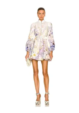 Zimmermann Rhythmic Buttoned Mini Dress Print Size 1 / Au 10 for rent on The Volte - image 1