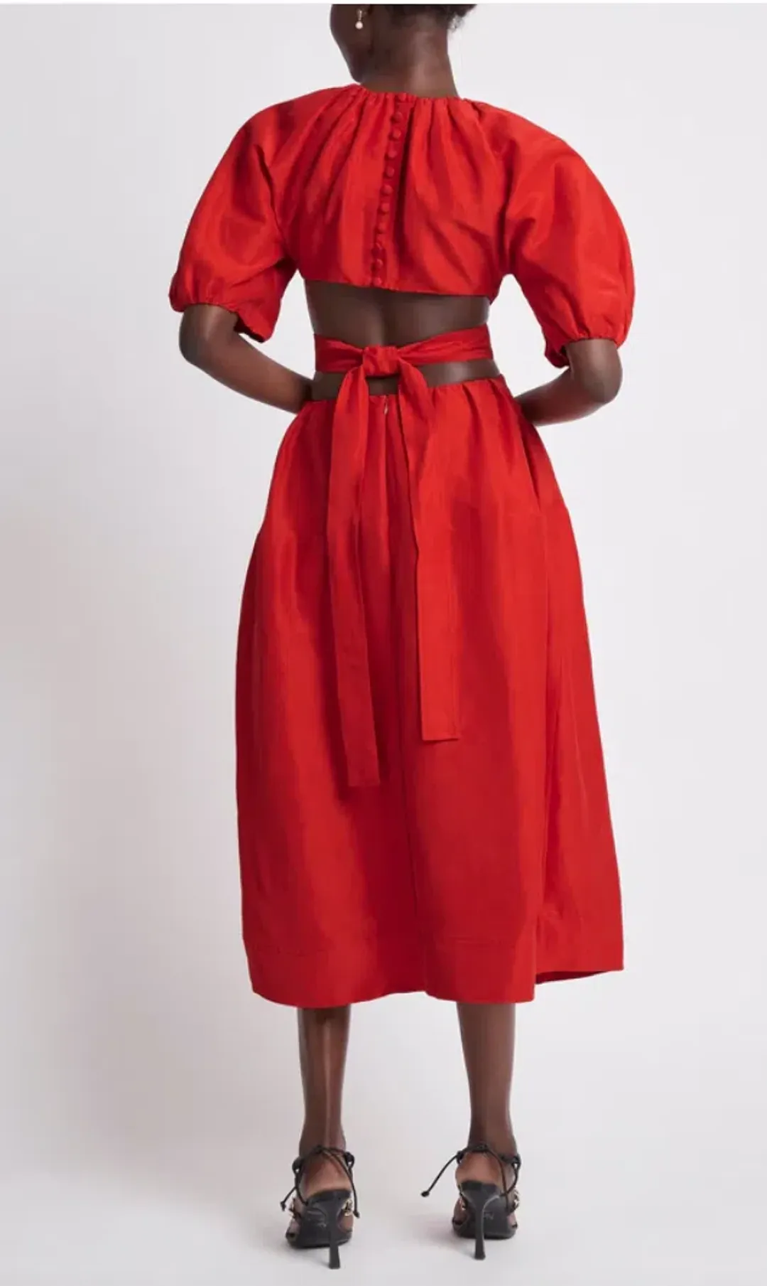 Aje Mimosa Cut Out Midi Dress Red Size 8 for rent on The Volte - main image