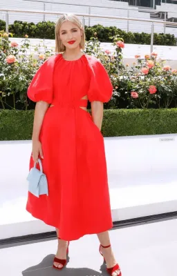 Aje Mimosa Cut Out Midi Dress Red Size 8 for rent on The Volte - image 4