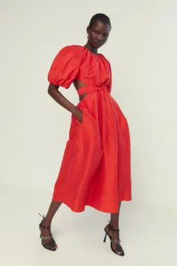 Aje Mimosa Cut Out Midi Dress Red Size 8 for rent on The Volte - image 1