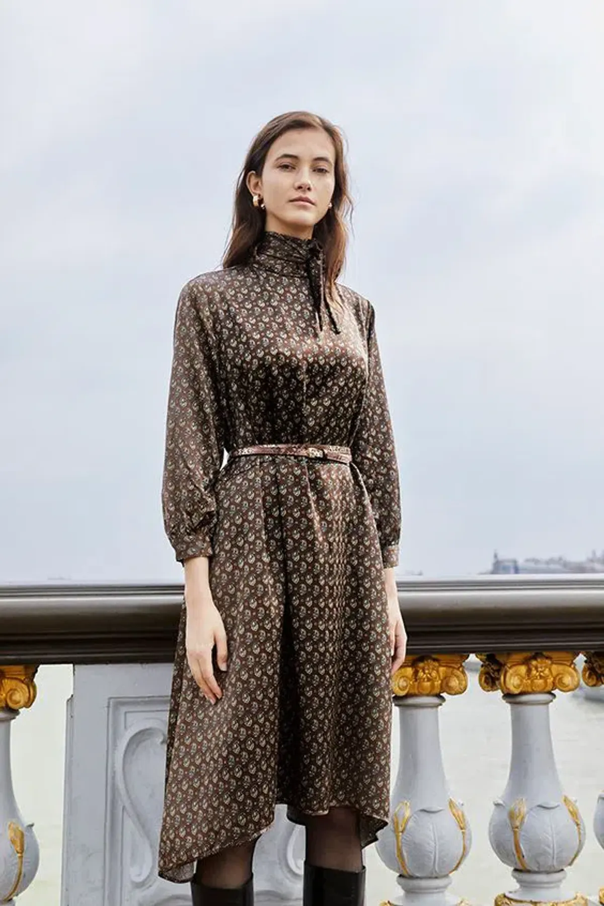 Scanlan Theodore Brown Silk Dress Print Size 6 - Image 1