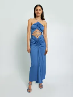 Christopher Esber Lattice Waist Tie Dress Blue Size 10 for rent on The Volte - image 1