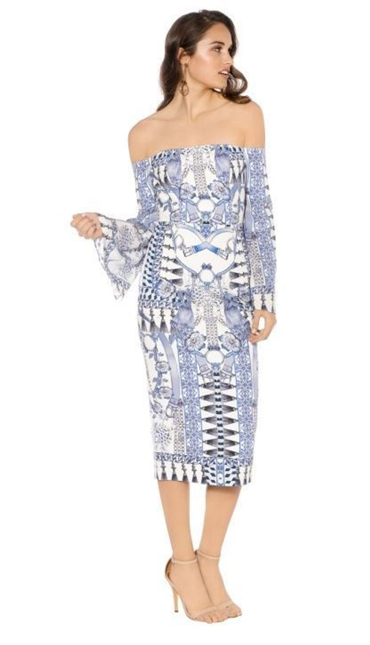 Thurley Wedgewood Print Bonded Dress - Image 1