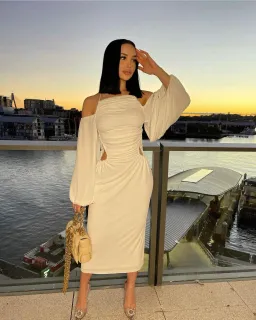 Dion Lee Ruched Midi Dress White Size 8 for rent on The Volte - image 4