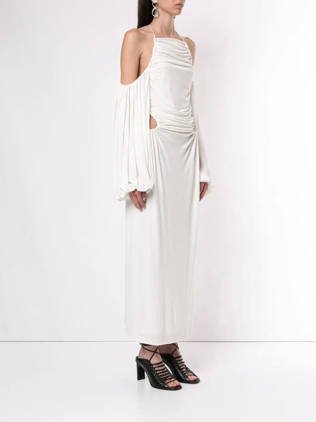 Dion Lee Ruched Midi Dress White Size 8 for rent on The Volte - main image