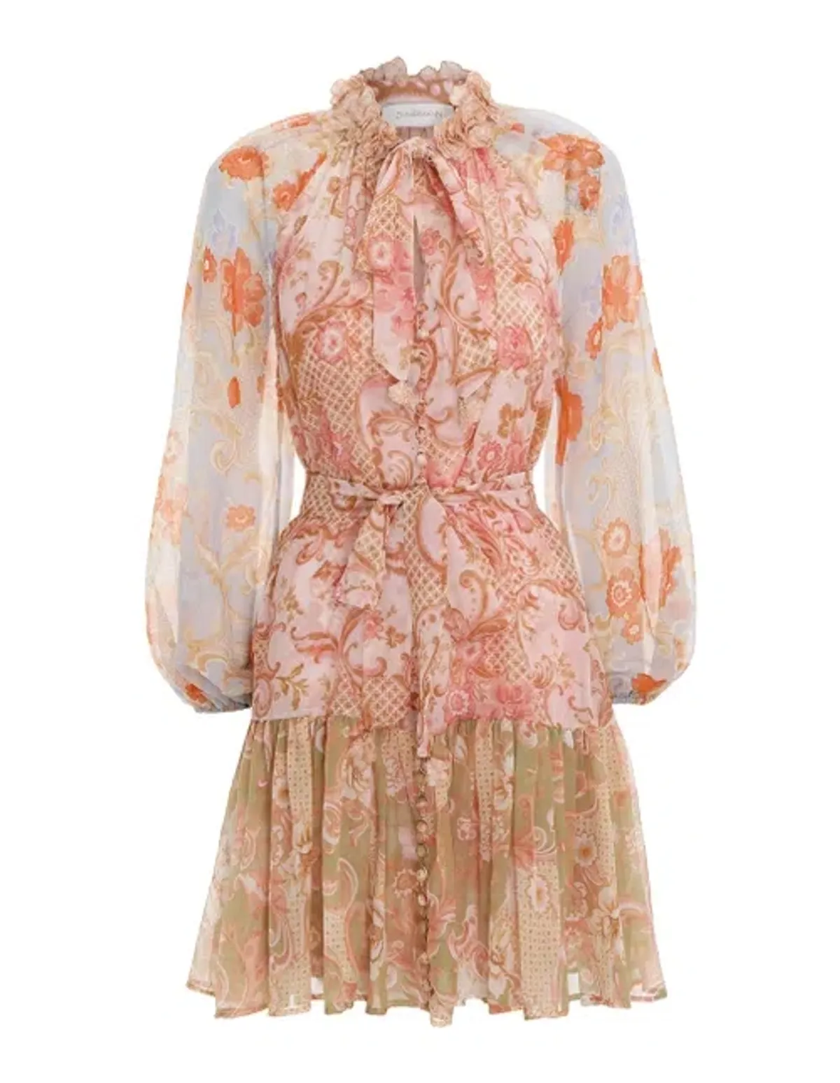 Zimmermann Postcard Lantern Floral Mini Dress Mixed Swirl Floral Size 1 / Au 10 - Image 5