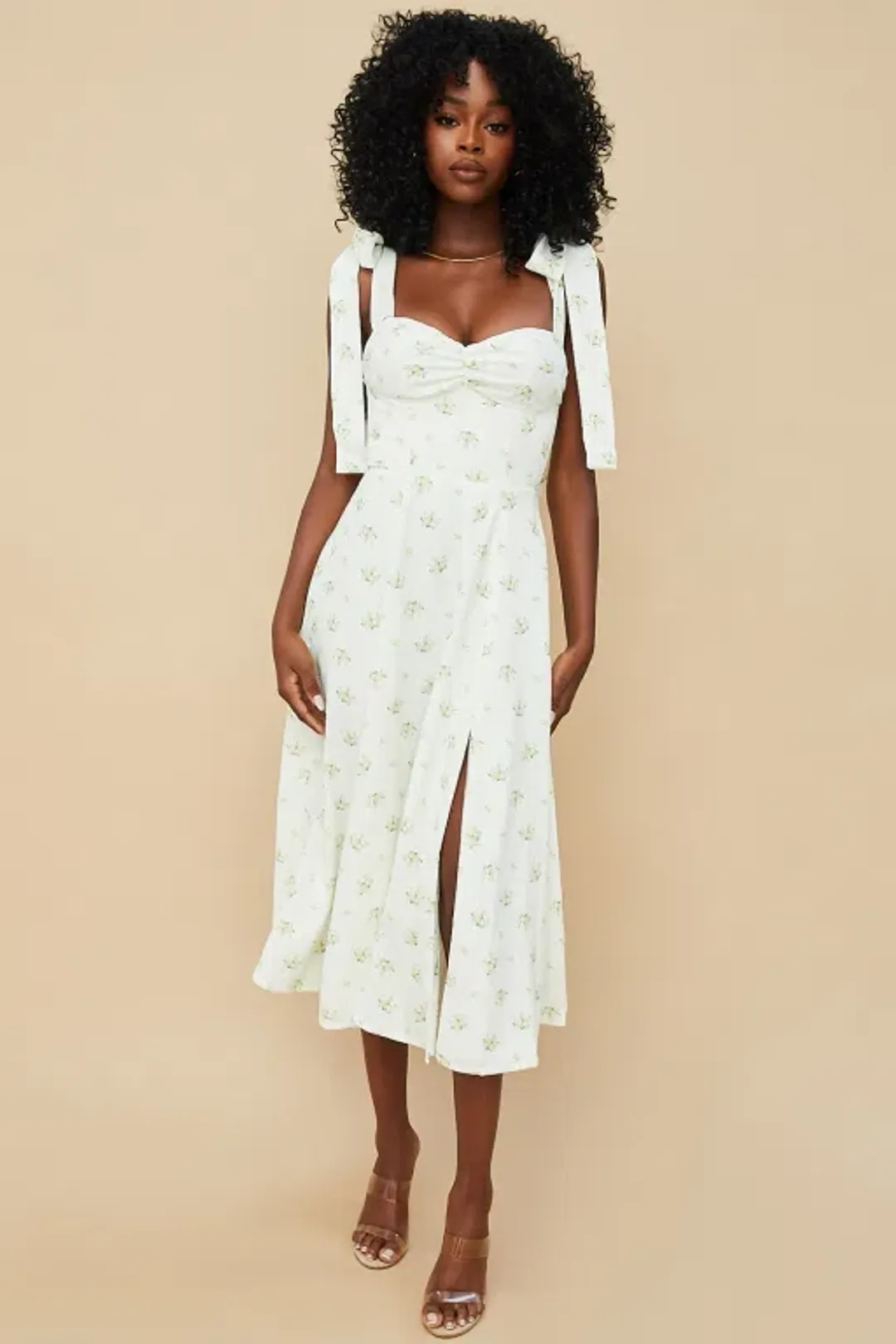 House of CB Alicia Ivory Midi Sundress White Floral Size 8 for rent on The Volte - main image