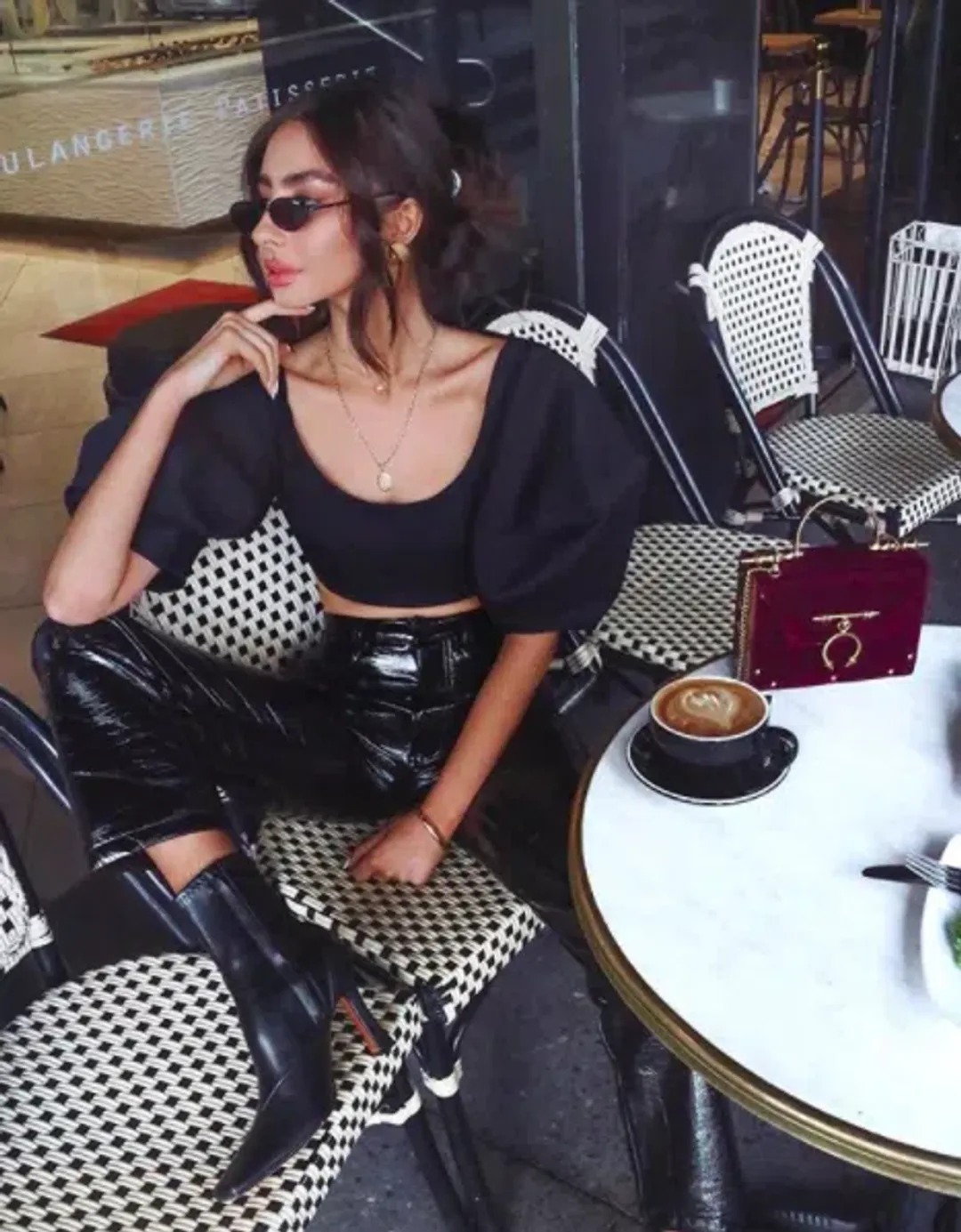 Ellery Neatly Labeled Bubble Crop Top Black Size 8 for rent on The Volte - main image