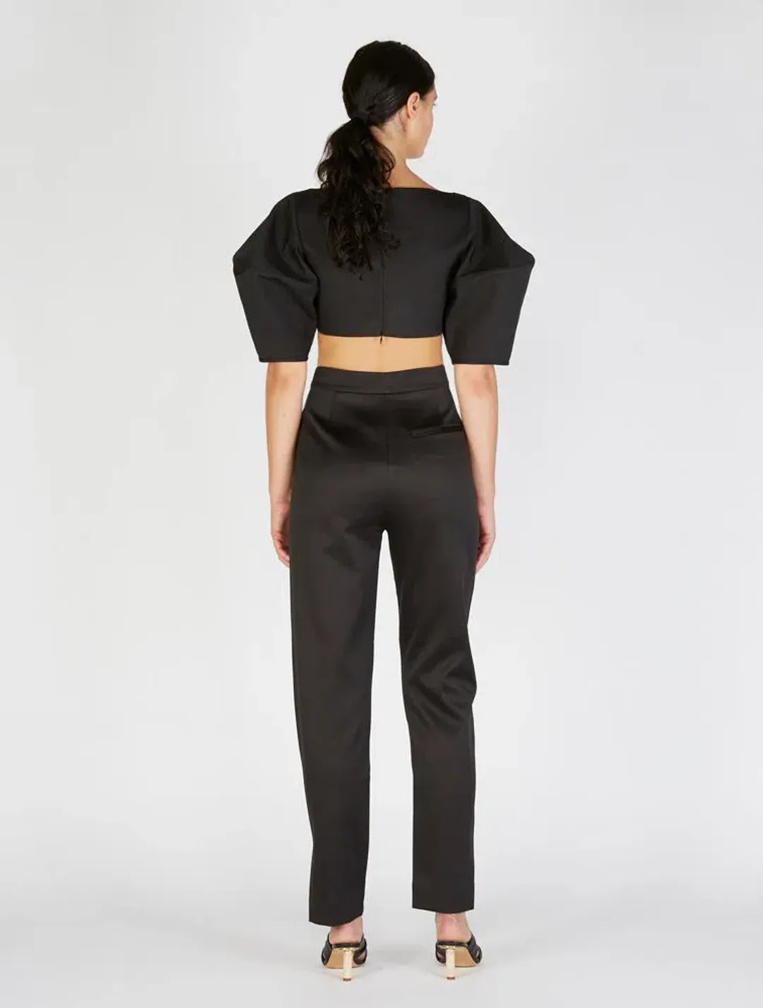 Ellery Neatly Labeled Bubble Crop Top Black Size 8 for rent on The Volte - main image