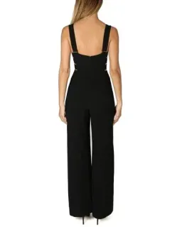 Zimmerman Stretch Crepe Gold Buckle Jumpsuit Navy Size 8 for rent on The Volte - image 2