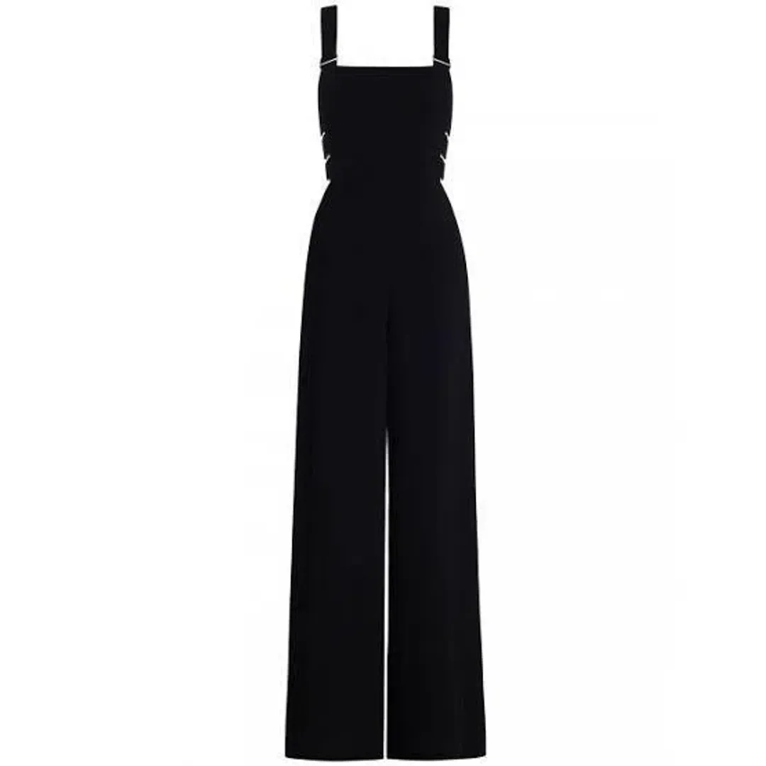 Zimmerman Stretch Crepe Gold Buckle Jumpsuit Navy Size 8 for rent on The Volte - main image